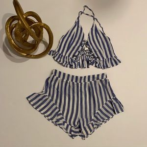 Blue & White Stripe Two Piece
